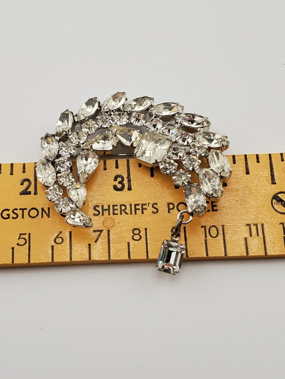 Rhinestone Crescent Moon Brooch